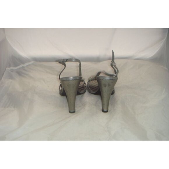 Authentic Chanel Silver Arget Leaf Evening High Heels Sandals Size 41 New In Box - Picture 2 of 5
